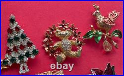 VINTAGE CHRISTMAS TREE BROOCH PIN LOT J BOOK PIECE EISENBERG AVANTE MYLU MCM 24p