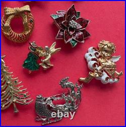 VINTAGE CHRISTMAS TREE BROOCH PIN LOT J BOOK PIECE EISENBERG AVANTE MYLU MCM 24p