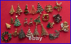 VINTAGE CHRISTMAS TREE BROOCH PIN LOT J BOOK PIECE EISENBERG AVANTE MYLU MCM 24p