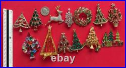 VINTAGE CHRISTMAS TREE BROOCH PIN LOT M BOOK PIECE SWAROVSKI TRIFARI LIA MCM 13p VINTAGE CHRISTMAS TREE BROOCH PIN LOT M BOOK PIECE SWAROVSKI TRIFARI LIA MCM 13p