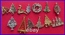 VINTAGE CHRISTMAS TREE BROOCH PIN LOT M BOOK PIECE SWAROVSKI TRIFARI LIA MCM 13p VINTAGE CHRISTMAS TREE BROOCH PIN LOT M BOOK PIECE SWAROVSKI TRIFARI LIA MCM 13p