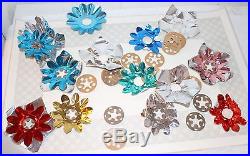 Vintage Christmas Tree Foil Reflectors Silver Stars + Colored Inserts Large Lot