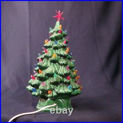 VINTAGE Ceramic Christmas Tree 11 1/2 Inch Holland Mold Lighted