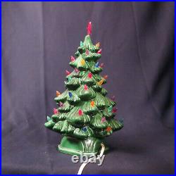 VINTAGE Ceramic Christmas Tree 11 1/2 Inch Holland Mold Lighted