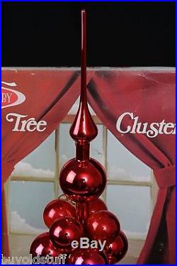 VINTAGE Coby Glass Christmas Tree Cluster Red Ornaments In Original Box RARE old