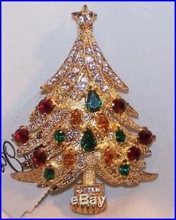 VINTAGE Eisenberg Ice Christmas Tree Pin Brooch-High End-Rhinestones-Signed