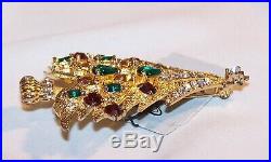 VINTAGE Eisenberg Ice Christmas Tree Pin Brooch-High End-Rhinestones-Signed