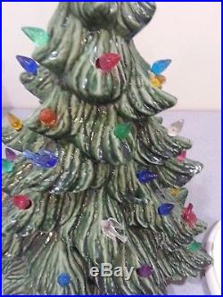 VINTAGE Green 16 Ceramic Christmas Tree Multi-colored withBirds NOWELL MOLD 1984