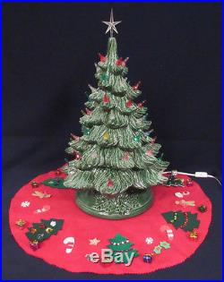 VINTAGE HELEN HAWKINS 16 SIGNED GREEN GUMDROP CERAMIC LIGHT UP CHRISTMAS TREE