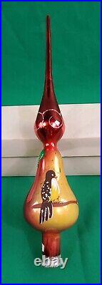 VINTAGE ITALY'Partridge In Pear Tree' CHRISTMAS TREE GLASS TOPPER ORIGINAL BOX