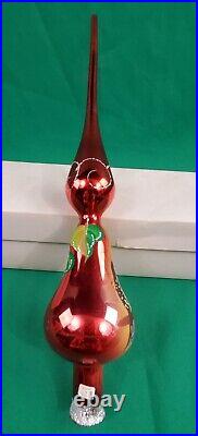 VINTAGE ITALY'Partridge In Pear Tree' CHRISTMAS TREE GLASS TOPPER ORIGINAL BOX