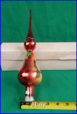 VINTAGE ITALY'Partridge In Pear Tree' CHRISTMAS TREE GLASS TOPPER ORIGINAL BOX