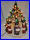 VINTAGE LARGE 17 CERAMIC CHRISTMAS TREE withCAROLERS Choir 1970s Rare