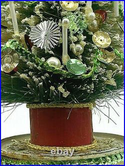 VINTAGE MCM Bottle Brush Christmas Tree with Bright Decorantions 10 1/2 inch