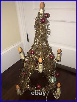VINTAGE MIROSTAR CHRISTMAS TREE GOLD MESH LIGHTS 1950's ALUMINUM 24 2 FEET
