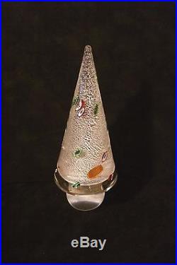 VINTAGE MURANO Italy Glass Cone Snowy Christmas Tree 9 1/2 withOriginal Sticker