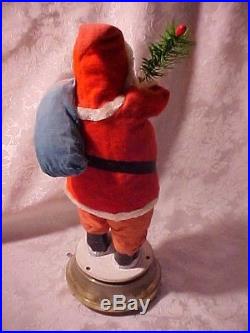 Vintage Old Antique Christmas Large Santa Claus Musical Feather Tree Belsnickle