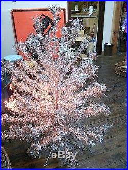 Vintage, Pom Pom, Silver, Aluminum Christmas Tree, & Rotating Color Wheel, Complete
