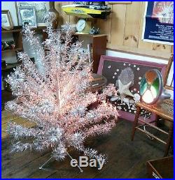Vintage, Pom Pom, Silver, Aluminum Christmas Tree, & Rotating Color Wheel, Complete