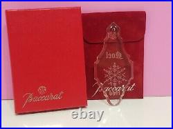 VINTAGE RARE 1986 BACCARAT CRYSTAL NOEL CHRISTMAS TREE ORNAMENT WithBOX N POUCH