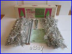 VINTAGE SILVER 4' VINYL CHRISTMAS TREE 66 Branch withStand-Box-INSTRUCTIONS