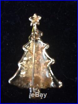 VINTAGE SWAROVSKI SIGNED COLLECTIBLE CHANNEL SET CABOCHONS CHRISTMAS TREE PIN