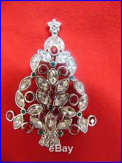 VINTAGE SWAROVSKI YEAR 2002 MARKED withSWAN CHRISTMAS TREE MULTICOLOR PIN