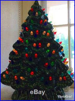 VINTAGE Style Ceramic Christmas Tree Large Sierra with lights base and bulb