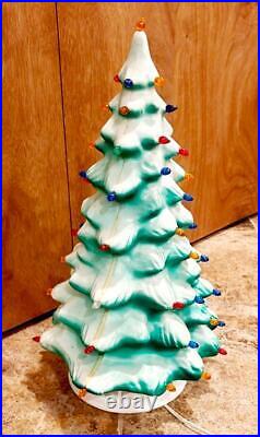 VINTAGE UNION PRODUCTS BLOW MOLD CHRISTMAS TREE 21 PLASTIC with ALL LIGHTS EUC