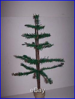 VINTAGE VICTORIAN ANTIQUE GERMAN CHRISTMAS 2 FT FEATHER TREE WITH CANDLE CLIPS