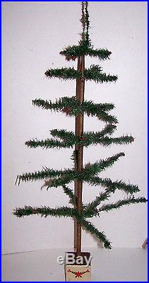 VINTAGE VICTORIAN ANTIQUE GERMAN CHRISTMAS 3 FT. FEATHER TREE WITH RED BERRIES