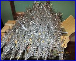 VINTAGE aluminum silver Christmas tree 4' BY BELLASTRA 46 BRANCHES ORIGINAL BOX