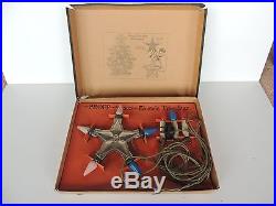 VINTAGE christmas PROPP Electric TREE STAR 5 LIGHT+3 ON CORD 1929 Topper withBOX