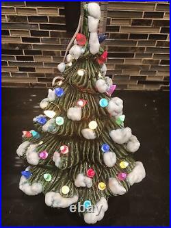 VTG 11.75 Atlantic Style Ceramic Christmas Tree tree lights up Signed DMH 1982