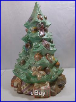 VTG 14-1/2 Tall 11 Wide Base Ceramichrome 1500 Painted Ceramic Christmas Tree