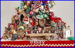 VTG 16 BOTTLE BRUSH CHRISTMAS TREE 100s of International Miniature Decorations