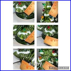 VTG 16 Green Ceramic Flocked Light Up Christmas Tree Lamp Decor Working READ