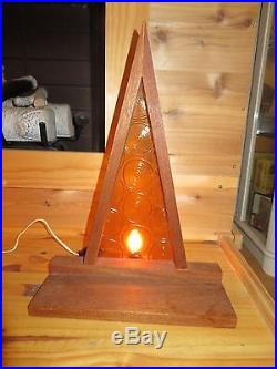 VTG 1960's Mid Century Modern Wooden Christmas Tree shaped Lamp works perfect