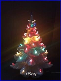 VTG 1970's Atlantic Mold 19 White Iridescent Ceramic Lighted Christmas Tree