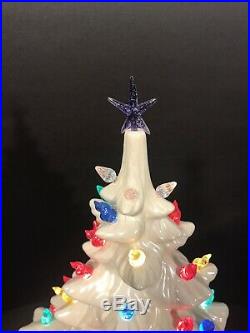 VTG 1970's Atlantic Mold 19 White Iridescent Ceramic Lighted Christmas Tree