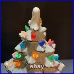 VTG 1970s Atlantic White Gold Trimmed Iridescent Ceramic Christmas Tree 14 VTG 1970s Atlantic White Gold Trimmed Iridescent Ceramic Christmas Tree 14