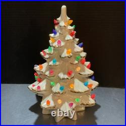 VTG 1970s Atlantic White Gold Trimmed Iridescent Ceramic Christmas Tree 14 VTG 1970s Atlantic White Gold Trimmed Iridescent Ceramic Christmas Tree 14