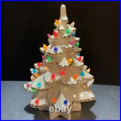 VTG 1970s Atlantic White Gold Trimmed Iridescent Ceramic Christmas Tree 14 VTG 1970s Atlantic White Gold Trimmed Iridescent Ceramic Christmas Tree 14