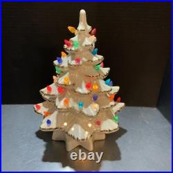 VTG 1970s Atlantic White Gold Trimmed Iridescent Ceramic Christmas Tree 14
