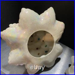 VTG 1970s Atlantic White Gold Trimmed Iridescent Ceramic Christmas Tree 14
