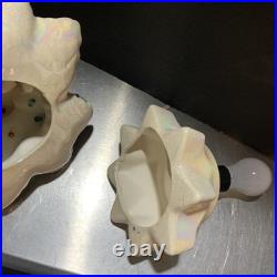 VTG 1970s Atlantic White Gold Trimmed Iridescent Ceramic Christmas Tree 14