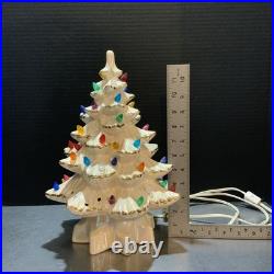 VTG 1970s Atlantic White Gold Trimmed Iridescent Ceramic Christmas Tree 14 VTG 1970s Atlantic White Gold Trimmed Iridescent Ceramic Christmas Tree 14