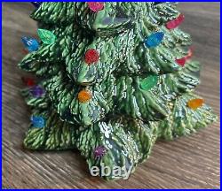 VTG 1981 Nowell's Molds 14Tall Ceramic Christmas Tree with Holly Base and Star