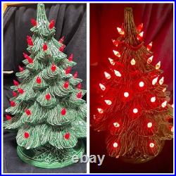 VTG 1988 Lighted Ceramic 17 Christmas Tree Red LIGHTS Music BOX WORKS! Nowell