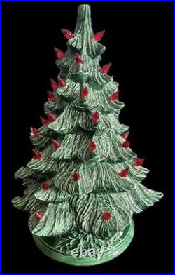 VTG 1988 Lighted Ceramic 17 Christmas Tree Red LIGHTS Music BOX WORKS! Nowell